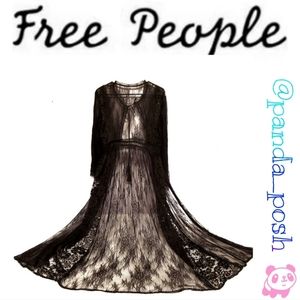 Free People Intimately Black Lace Kimono